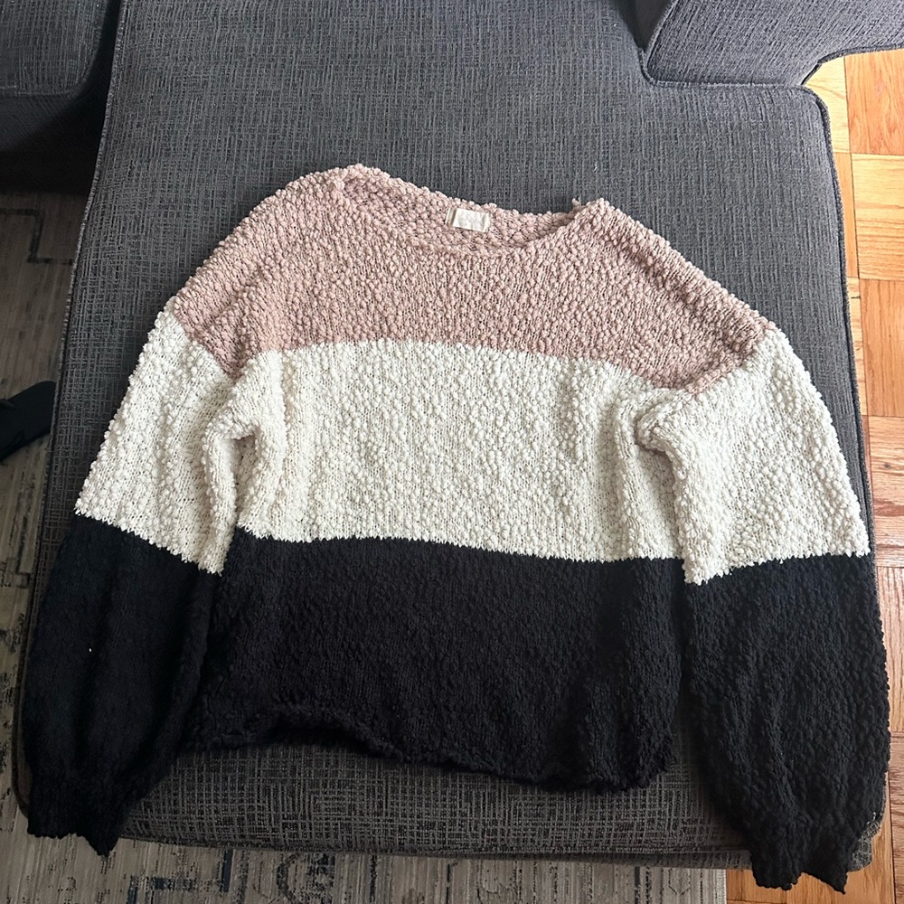 Altard State Colorblock Sweater in Tan, Cream, and Black